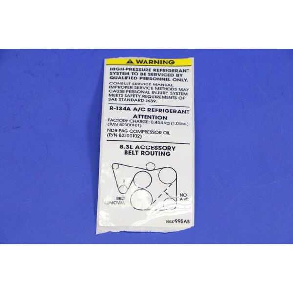 Mopar Vehicle Information Label, 05037995AB 05037995AB